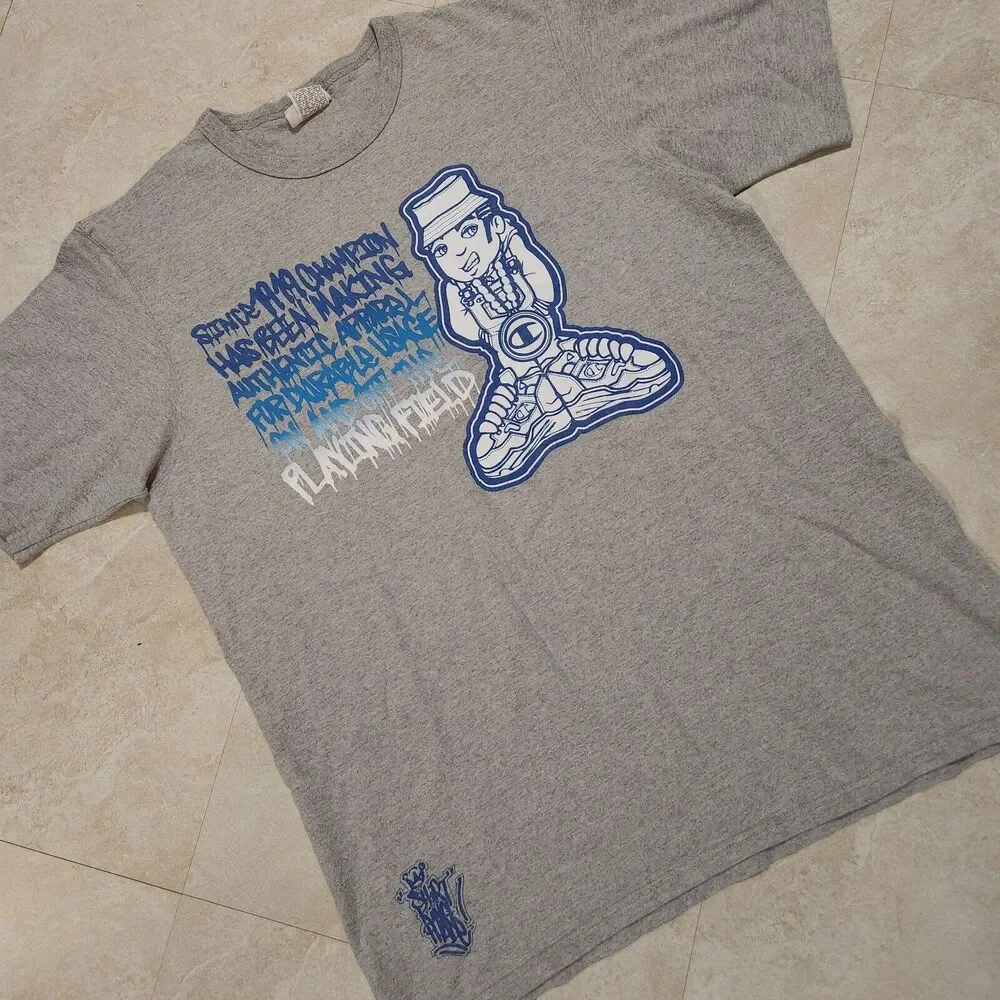 VTG‎ Y2K 2000s Champion Mens XL X-Large Rap Tee Streetwear Gray Graphic T Shirt - Picture 2 of 9